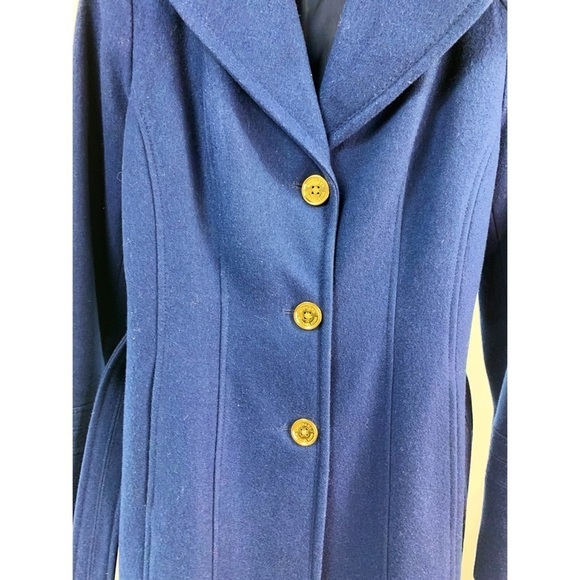Michael Michael Kors Petite Navy Blue Wool-blend Belted Walker Coat Size 6 - Picture 4 of 11